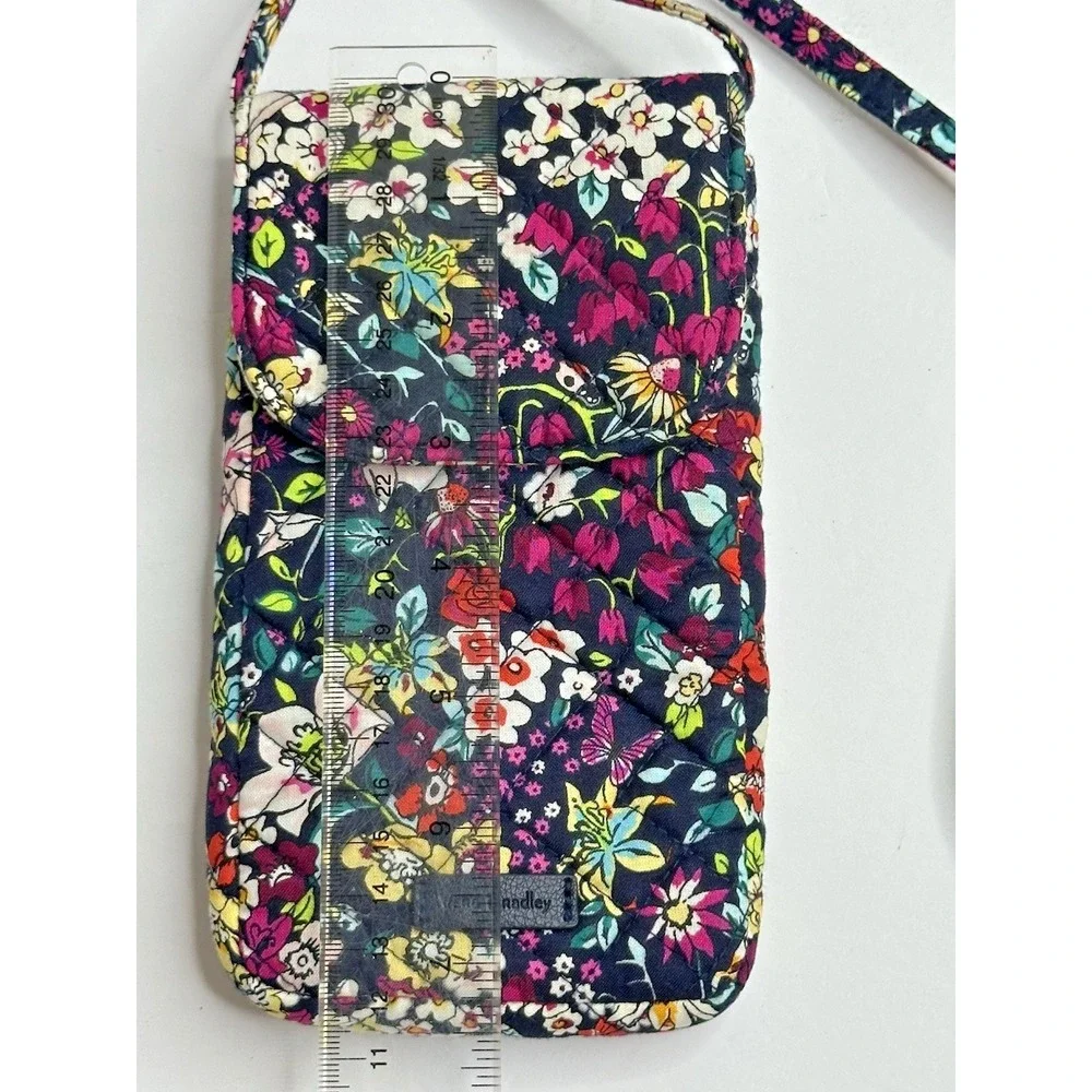 Vera Bradley Itsy Ditsy Floral Crossbody Cell Phone Purse 7.5x4‎ Cotton EUC